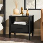 Black Wood Spindle Leg Nightstand