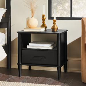 Black Wood Spindle Leg Nightstand