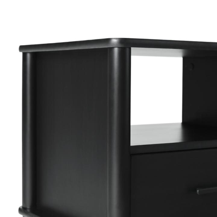 Black Wood Spindle Leg Nightstand