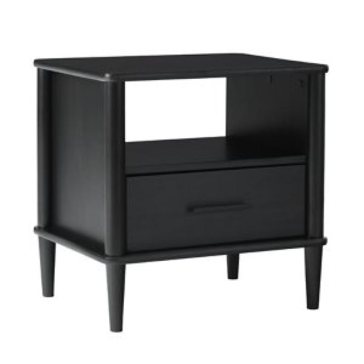 Black Wood Spindle Leg Nightstand