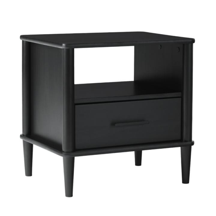 Black Wood Spindle Leg Nightstand