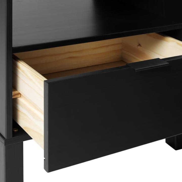 Black Wood Rounded Edge Nightstand