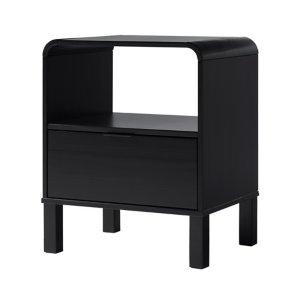 Black Wood Rounded Edge Nightstand