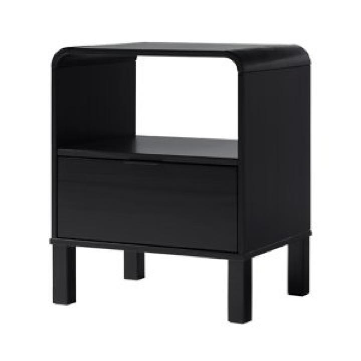 Black Wood Rounded Edge Nightstand