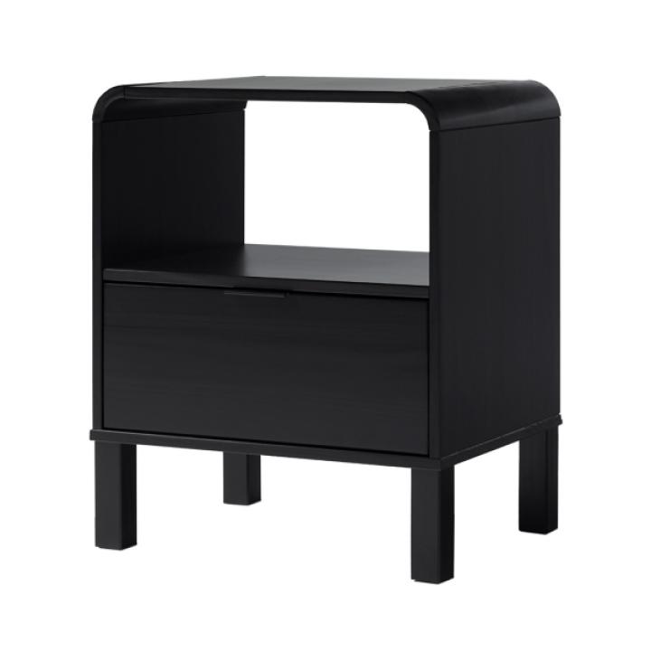 Black Wood Rounded Edge Nightstand