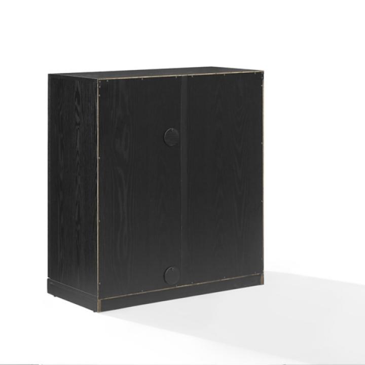 Black Wood Grain Stackable Storage Cabinet