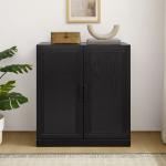 Black Wood Grain Stackable Storage Cabinet