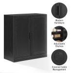 Black Wood Grain Stackable Storage Cabinet