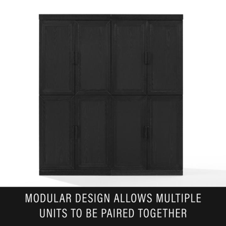 Black Wood Grain Stackable Storage Cabinet