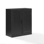 Black Wood Grain Stackable Storage Cabinet