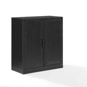 Black Wood Grain Stackable Storage Cabinet