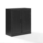 Black Wood Grain Stackable Storage Cabinet