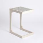 Mosaic Tile White Wood C-Table