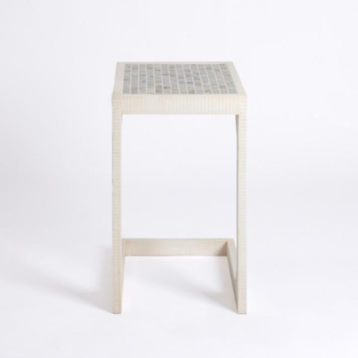 Mosaic Tile White Wood C-Table