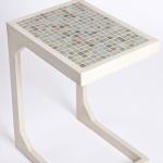 Mosaic Tile White Wood C-Table