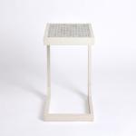 Mosaic Tile White Wood C-Table