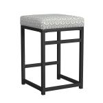 Gray Floral Upholstered Counter Stool