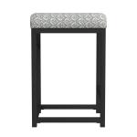 Gray Floral Upholstered Counter Stool