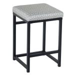 Gray Floral Upholstered Counter Stool