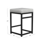 Gray Floral Upholstered Counter Stool