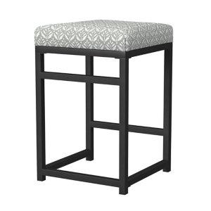 Gray Floral Upholstered Counter Stool