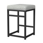 Gray Floral Upholstered Counter Stool