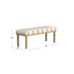 Tan Striped Upholstered Wood Leg Bench