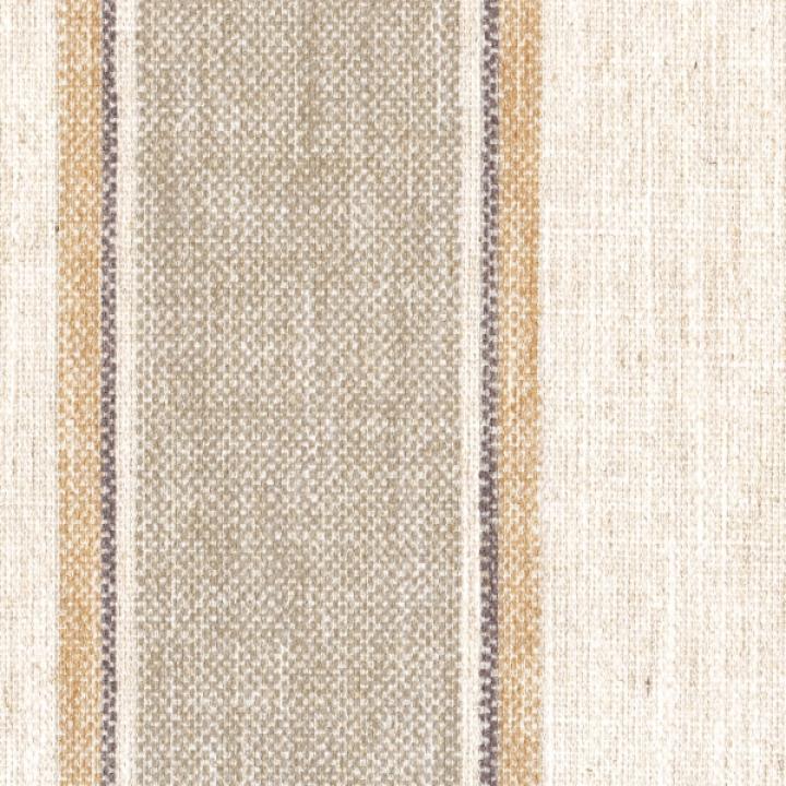 Tan Striped Upholstered Wood Leg Bench