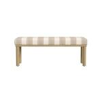 Tan Striped Upholstered Wood Leg Bench