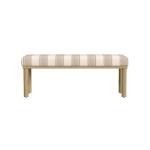 Tan Striped Upholstered Wood Leg Bench