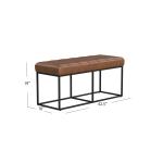 Brown Faux Leather Upholstered Metal Frame Bench