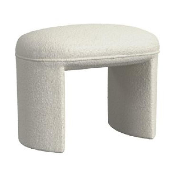 Cream Boucle Oval Upholstered Ottoman