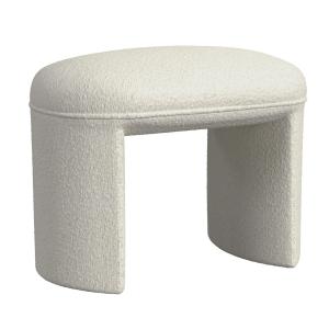 Cream Boucle Oval Upholstered Ottoman