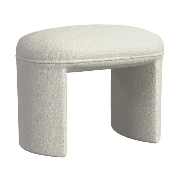 Cream Boucle Oval Upholstered Ottoman