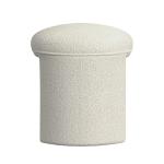 Cream Boucle Oval Upholstered Ottoman