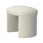 Cream Boucle Oval Upholstered Ottoman