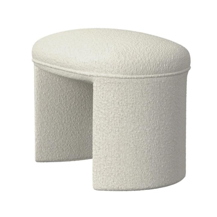 Cream Boucle Oval Upholstered Ottoman