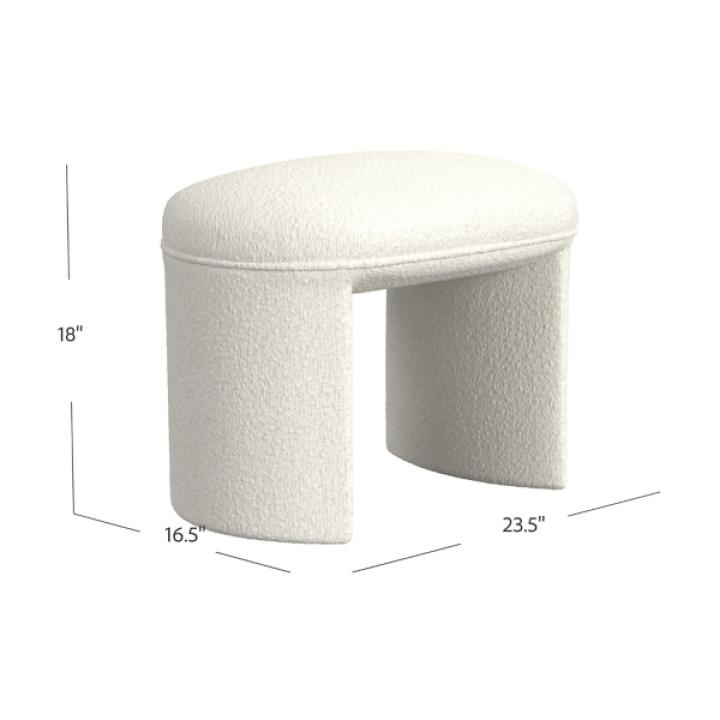 Cream Boucle Oval Upholstered Ottoman