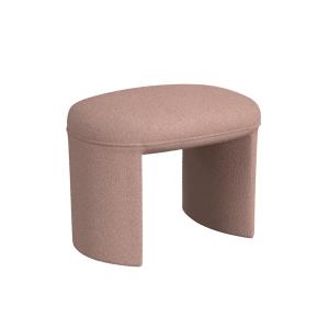 Pink Boucle Oval Upholstered Ottoman