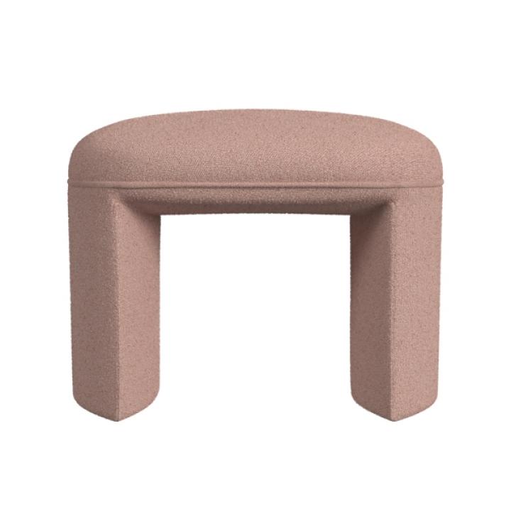 Pink Boucle Oval Upholstered Ottoman