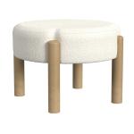Cream Boucle Natural Wood Ottoman