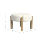 Cream Boucle Natural Wood Ottoman