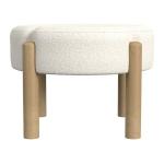 Cream Boucle Natural Wood Ottoman