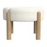 Cream Boucle Natural Wood Ottoman