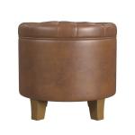 Brown Faux Leather Tufted Storage Ottoman