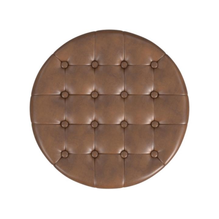 Brown Faux Leather Tufted Storage Ottoman