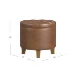 Brown Faux Leather Tufted Storage Ottoman