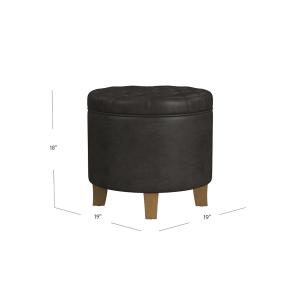 Espresso Faux Leather Tufted Storage Ottoman