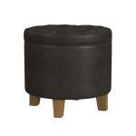 Espresso Faux Leather Tufted Storage Ottoman