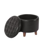 Espresso Faux Leather Tufted Storage Ottoman